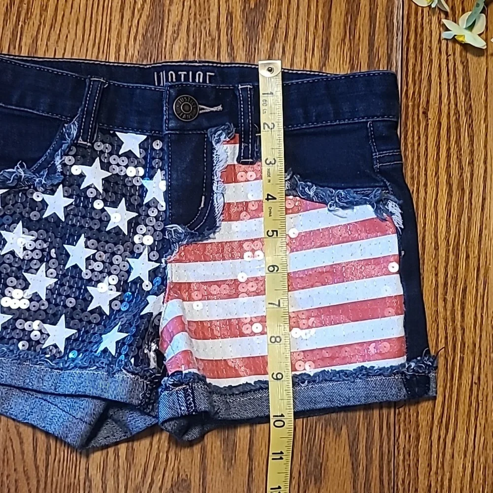 Justice Patriotic Denim Shorts